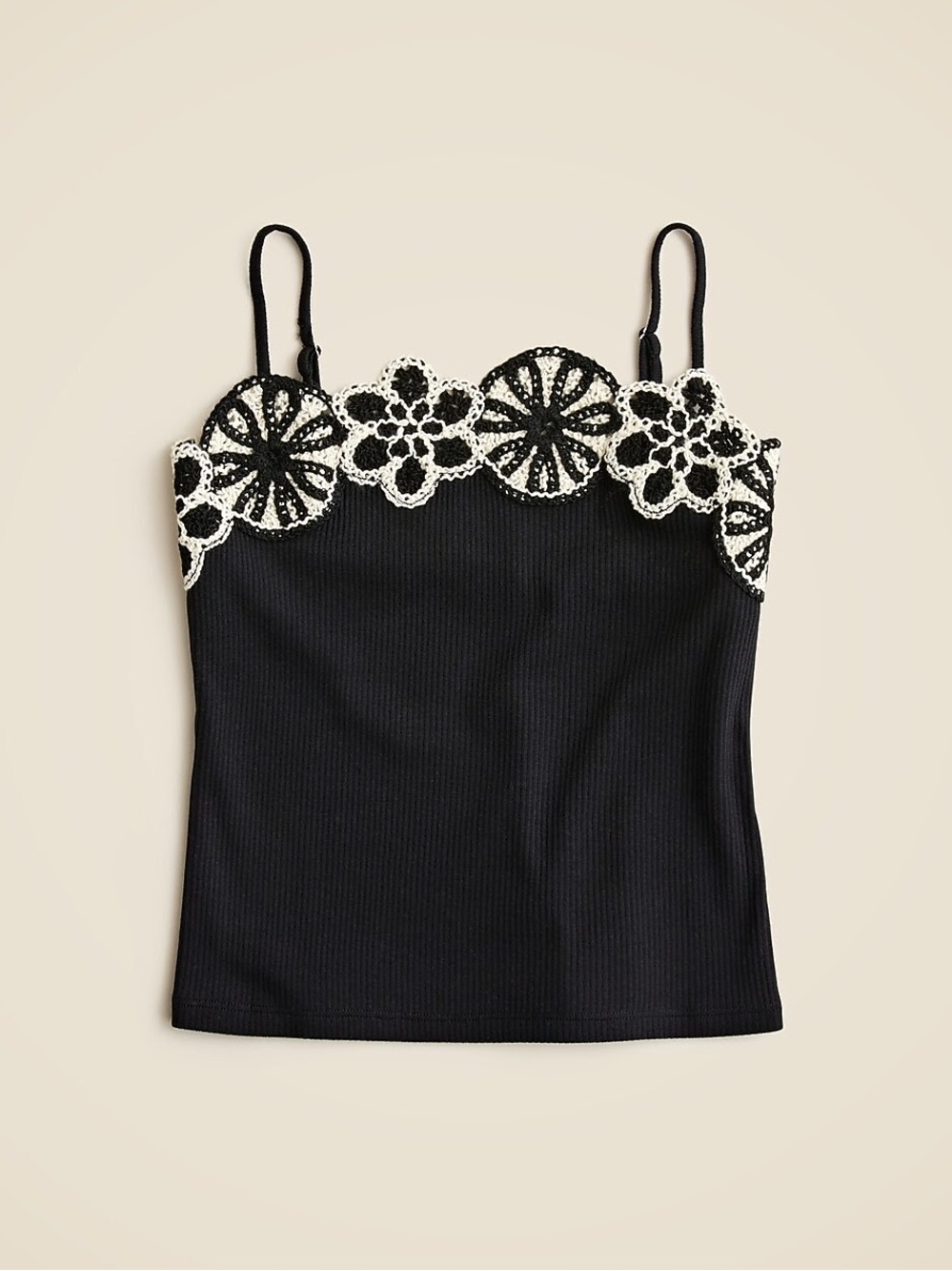 Ribbed Crochet Trim Tank Top